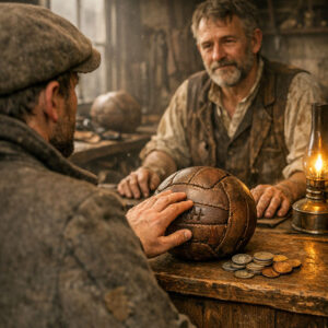 Show an image of the first football's cost.